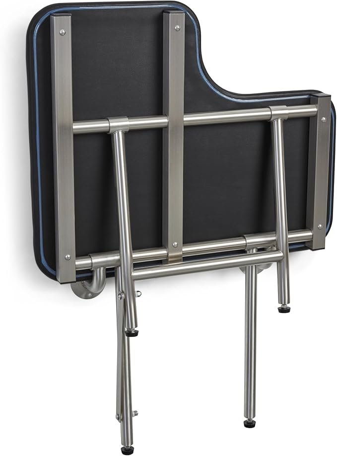 28" x 22.5" Black Padded Wall Mount Folding Right-Handed Transfer Bench Shower - Image 8