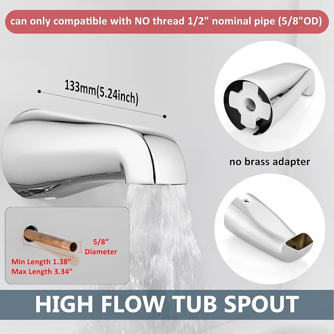 Aolemi 3 Handles Tub Shower Faucet Set - Image 4