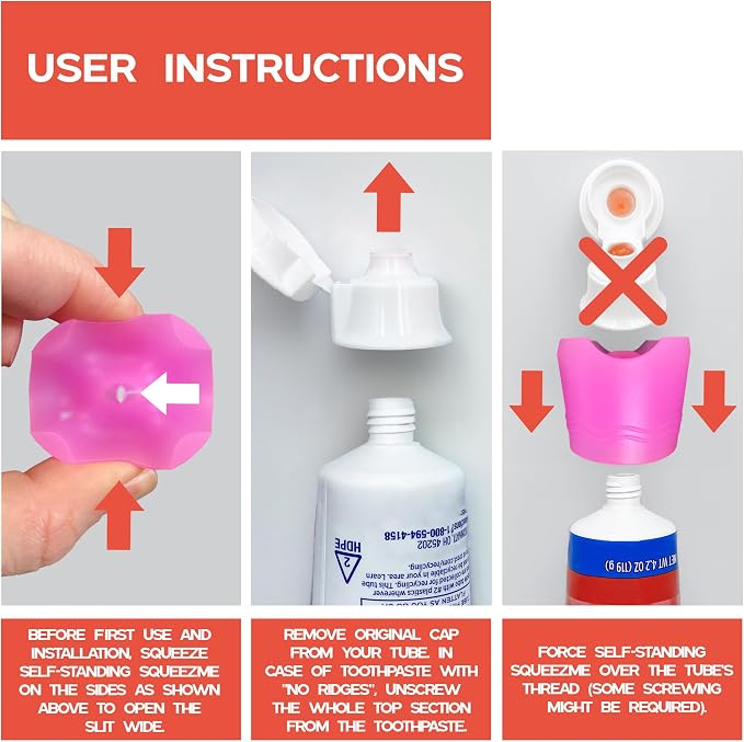 Chrome Cherry SqueezMe Self-Closing Toothpaste Caps, Silicone Lid - Image 6