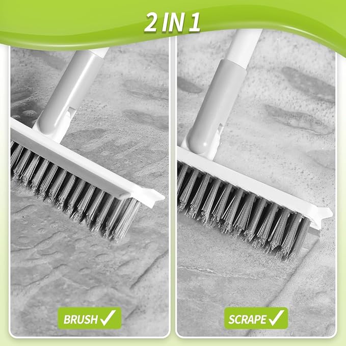 Grout Brush with Long Handle, Floor Cleaning Scrubber with Stiff Bristles - Image 6