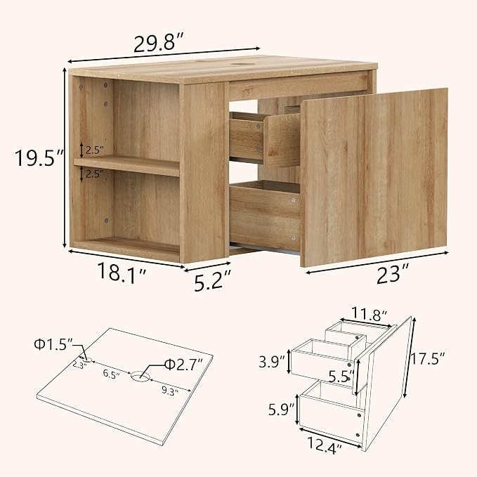 Bathroom Vanity, Natural Color Wall-Mounted Bathroom Vanity - Image 2
