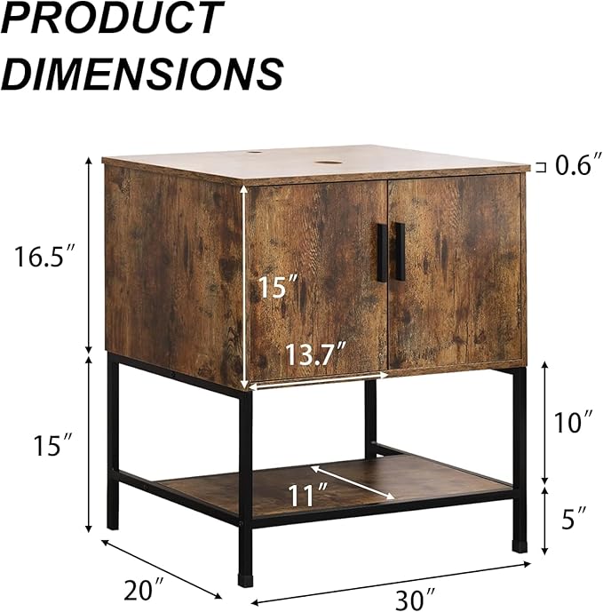 UEV Rustic Brown 30" Bathroom Vanity - Image 8