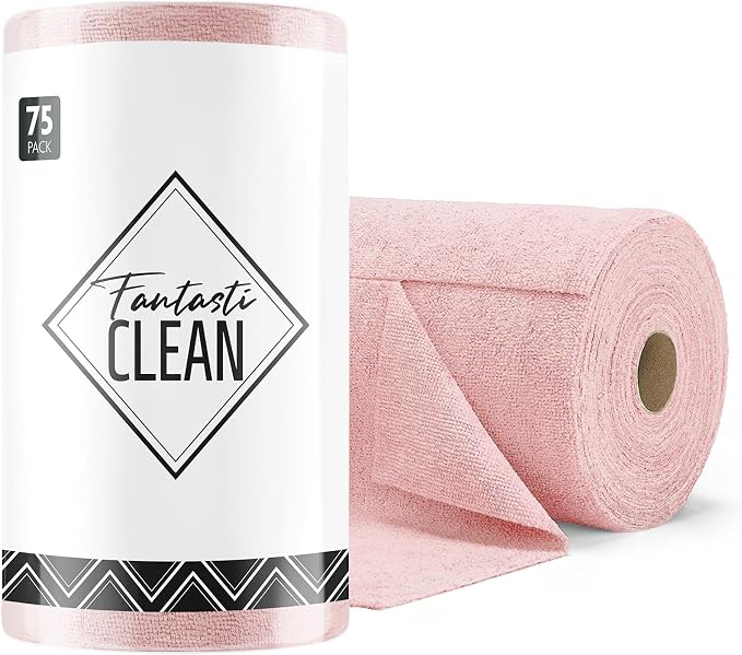 Fantasticlean Microfiber Cleaning Cloth Roll -75 Pack, Tear Away Microfiber by Fantasticlean