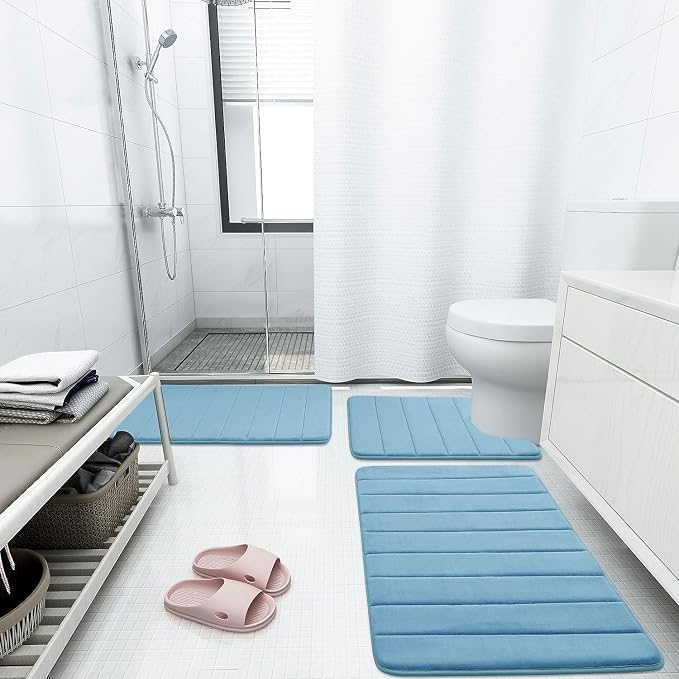 Buganda Memory Foam Bath Mat, Ultra Soft and Non-Slip Bathroom Rugs, Water - Image 6