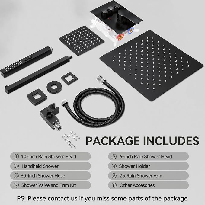 Shower Systems with Rain Shower and Handheld, STARBATH Dual Head 12+6" Rainfall - Image 8