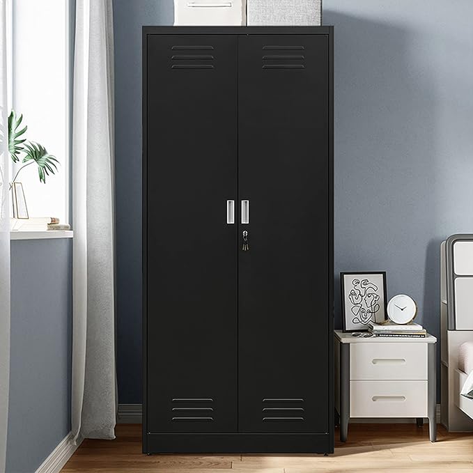 Metal Storage Cabinet with Locking Doors and Shelves, Steel File Cabinet - Image 2