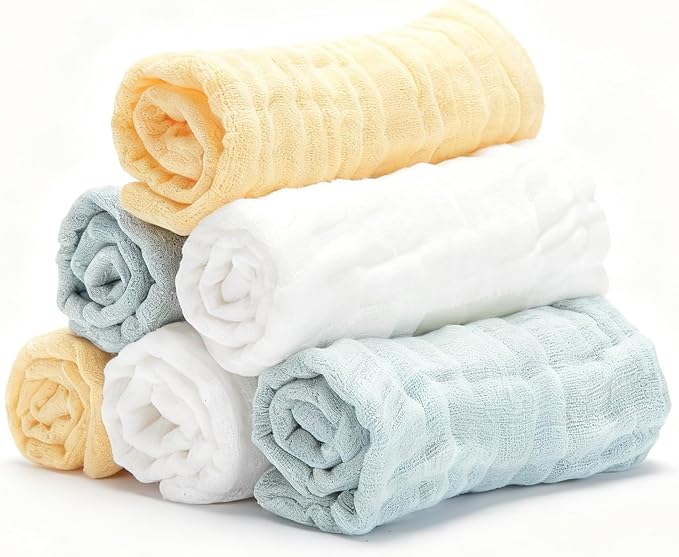 Organic Muslin Baby Washcloths 6 Pack Baby Bath Face Towel 12x12 Inch Extra by Unknown