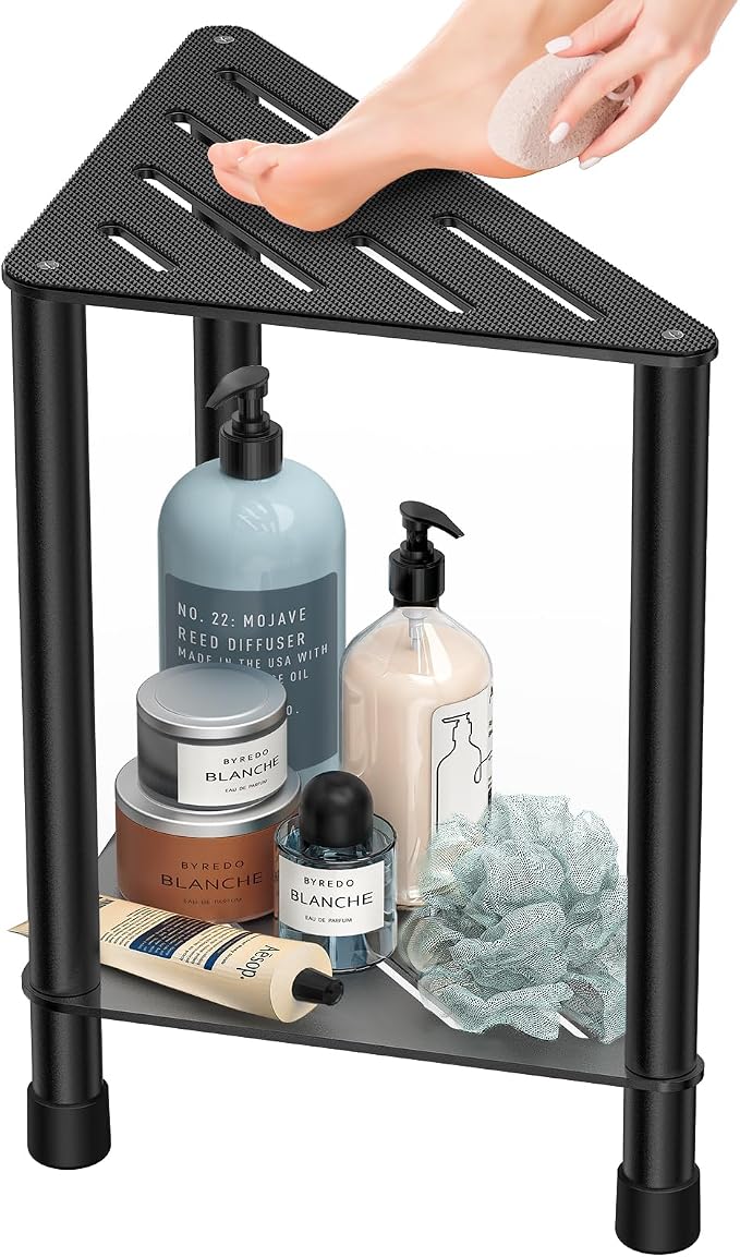 Stainless Steel Black Shower Stool by Unknown