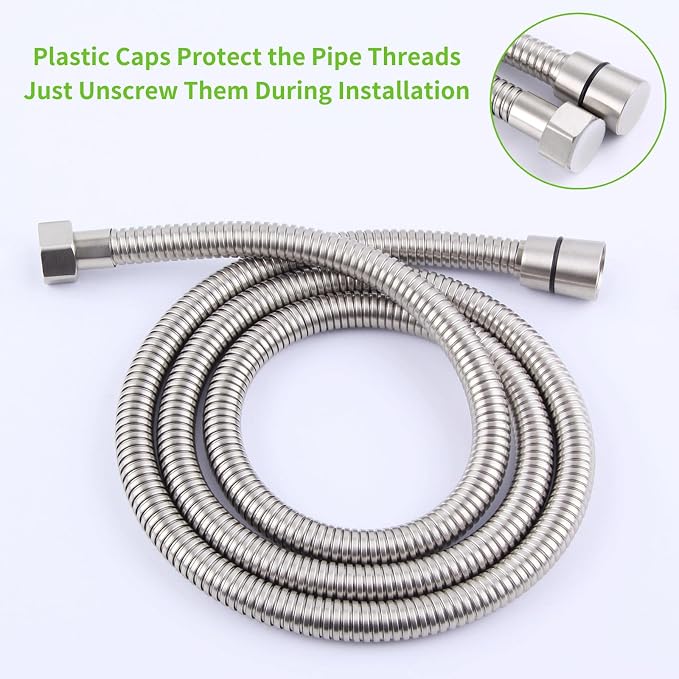 Brushed Nickel Shower Hose 59", Angle Simple Stainless Steel Replacement Head - Image 7