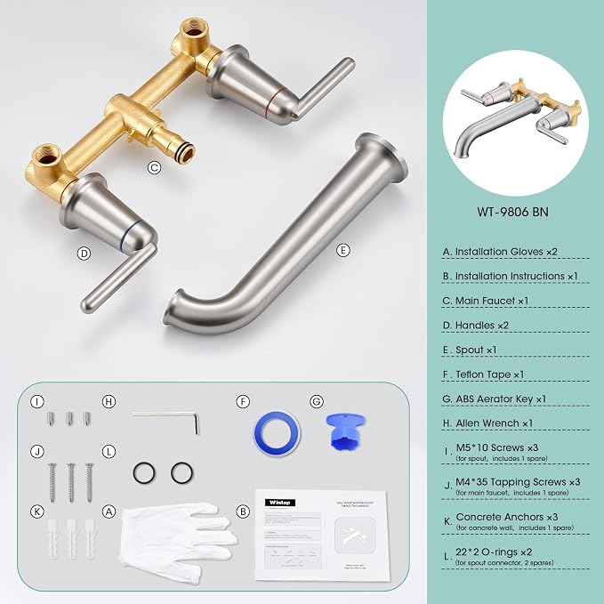 Wall Mount Tub Filler Long Spout Reach Tub Faucet - Image 8