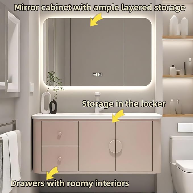 68IN Pink Modern Bathroom Vanity - Image 3