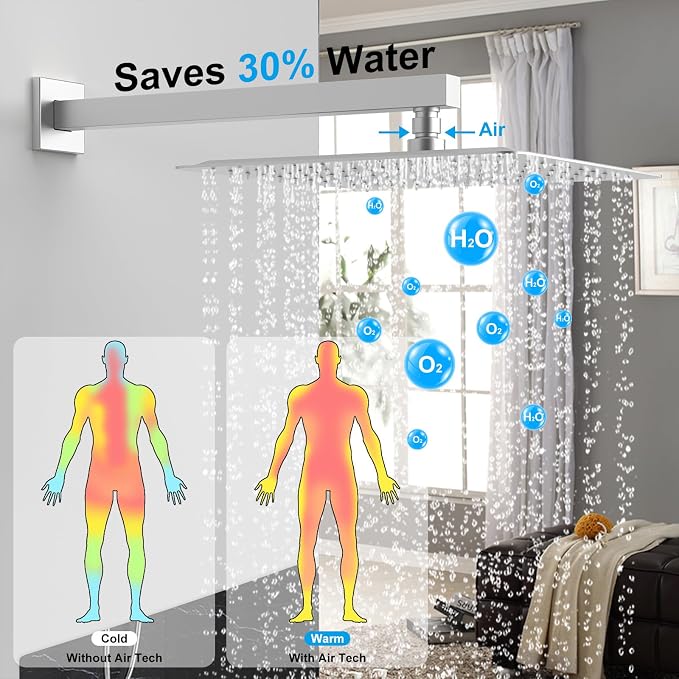 Shower System Modern Rain Brass Faucet Set - Image 3