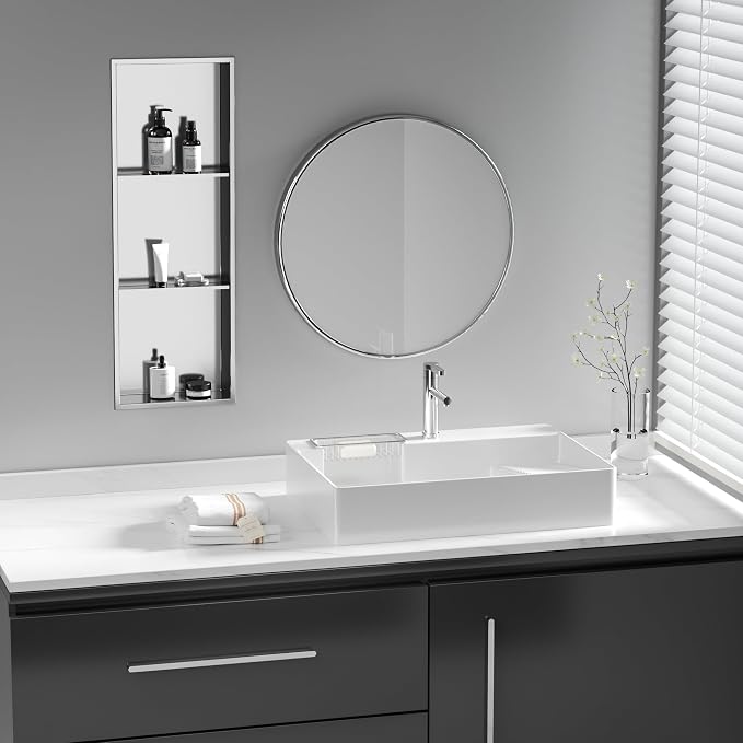 Neodrain12X36 Inch Shower Niche, Brushed 3-Tier Stainless Niches No Tile Needed - Image 6