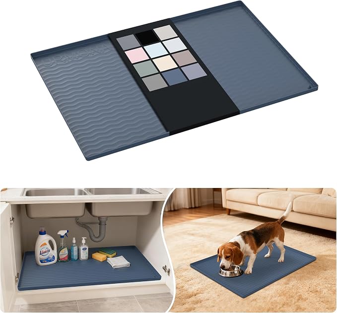 URMONA Waterproof Silicone Under Sink Mat 28'' x 22'' Shelf Liner by URMONA