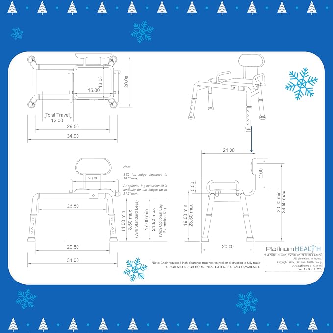 Platinum Health Carousel Sliding Shower Chair Transfer Bench - Image 7