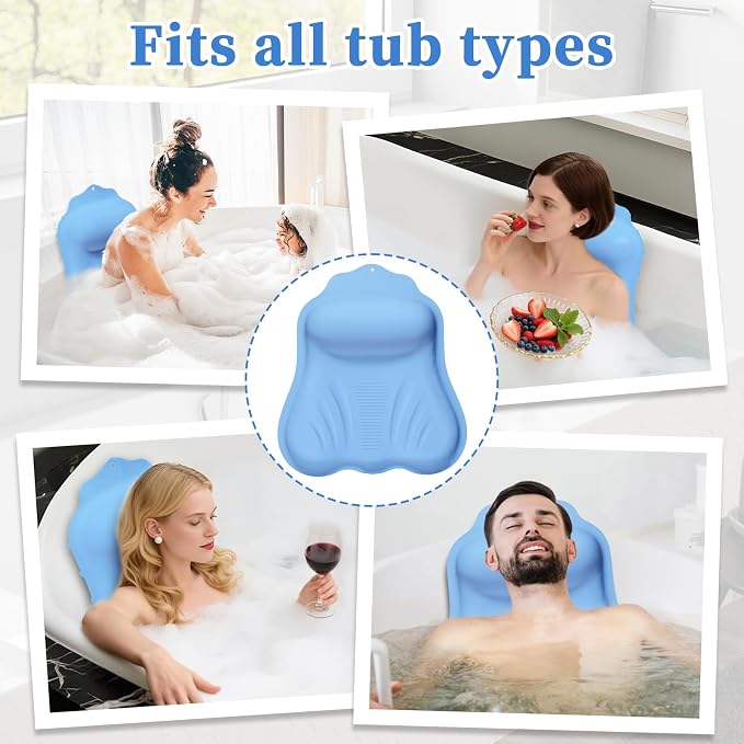 Silicone Bath Pillow for Tub Adults, 4D Air-Cushion Bathtub Pillow for Head - Image 6