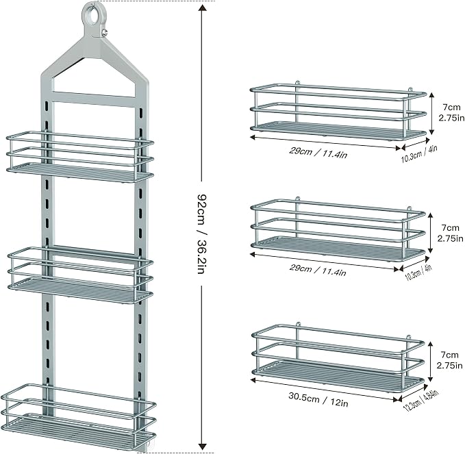 Orimade Adjustable Anti-slip Shower Caddy Overhead, Rustproof Hanging Shower - Image 8