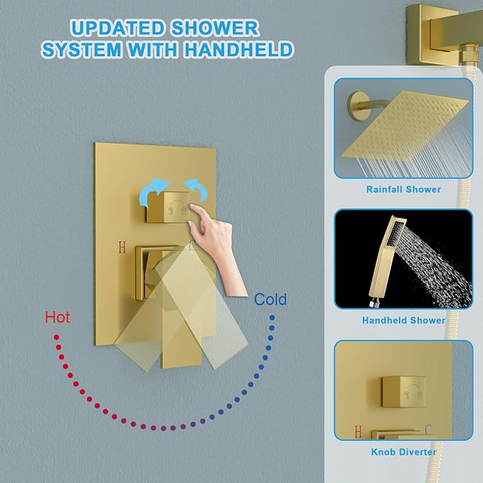 Lordear Rain Shower System Wall Mounted Shower Faucet Set - Image 4