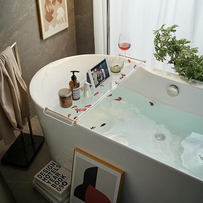 Bathtub Tray Clear Caddy Rack: Acrylic Tub Tray Shelf by beelee