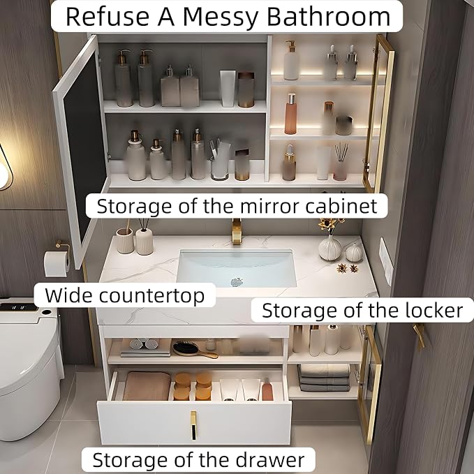 56IN Bathroom Cabinet with Single Sinks - Image 4