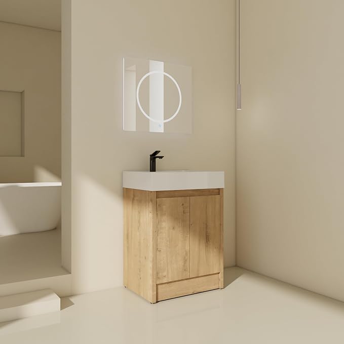 24 inch Bathroom Vanity with Sink, Bathroom Vanity Cabinet W/Resin Sink - Image 7