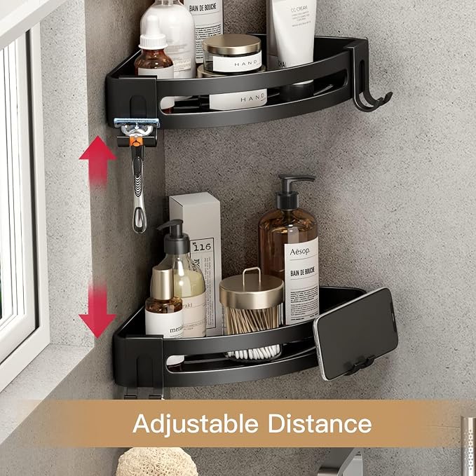 VOLPONE 3-Pack Black Triangle Shower Caddy, 3-Tier Corner Shelves, Rustproof - Image 4