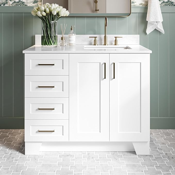 ARIEL Taylor 43 Inch White Bathroom Vanity - Image 4