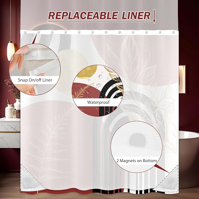 Black and Red Boho See Through Mesh Top Shower Curtain - Image 6
