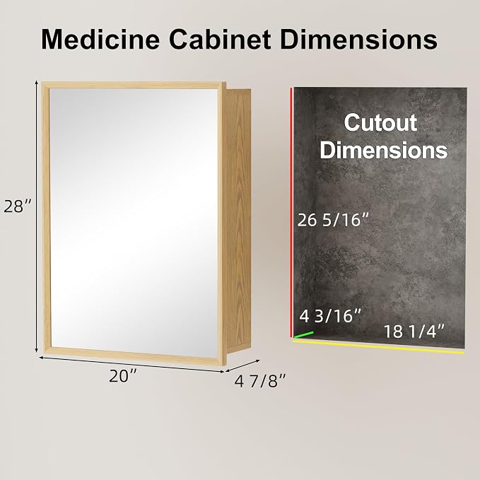 20x28 Inch Wood Medicine Cabinet - Image 2