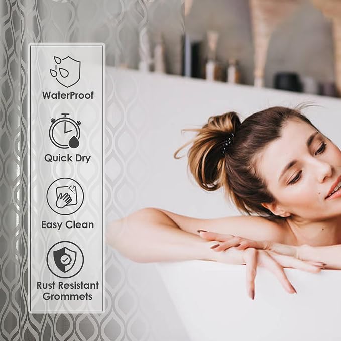Plastic Shower Curtain Liner, Waterproof Printed PEVA Shower Curtain - Image 5