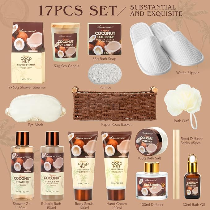 Spa Gift Basket for Women, Coconut Luxury Gift Set - Image 2