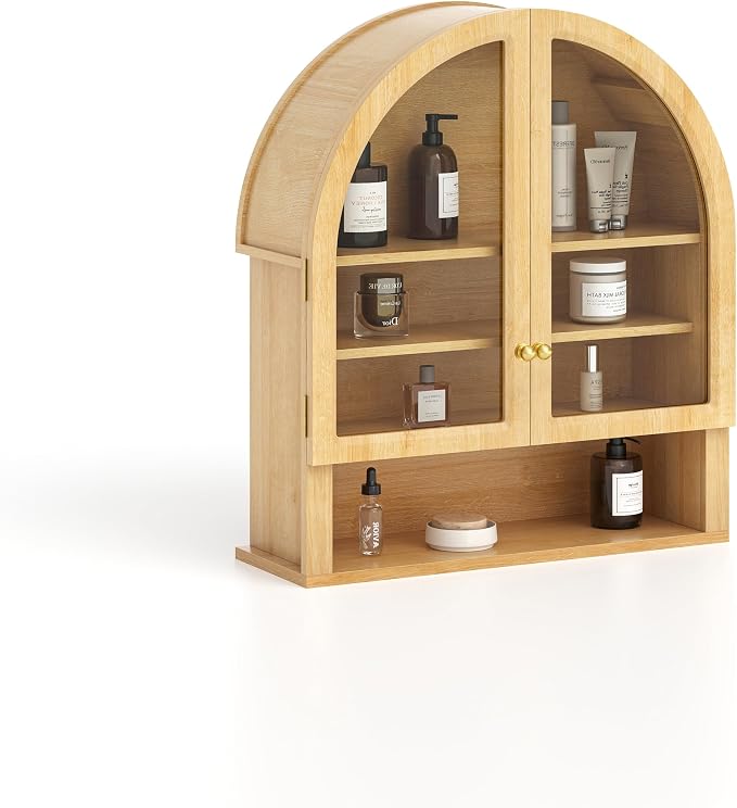 Large Arched Wall Cabinet with Acrylic Door, Large Wooden Wall Mounted Bathroom - Image 6