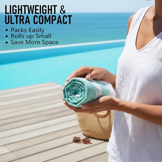 4 Pack Cotton Turkish Beach Towel Lightweight Thin Travel Vacation Essentials - Image 4