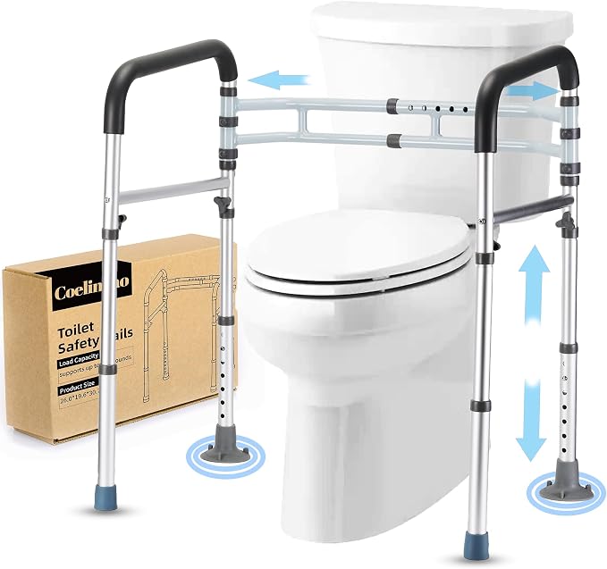 Toilet Safety Rails – Adjustable, Foldable Toilet Handle Frame by Coelineao