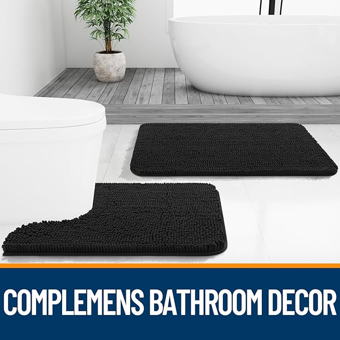 OLANLY Bathroom Rugs Sets 2 Piece, Soft Absorbent Chenille Bath Mats and - Image 6
