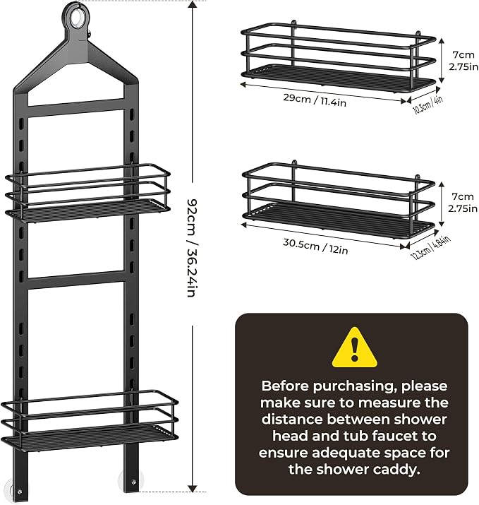 Orimade Adjustable Anti-slip Shower Caddy over Head, Rustproof Bathroom Hanging - Image 7