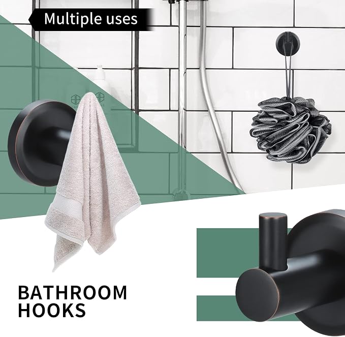 Oil Rubbed Bronze Bathroom Hardware Set 4 Piece Towel bar Adjustable Expandable - Image 6