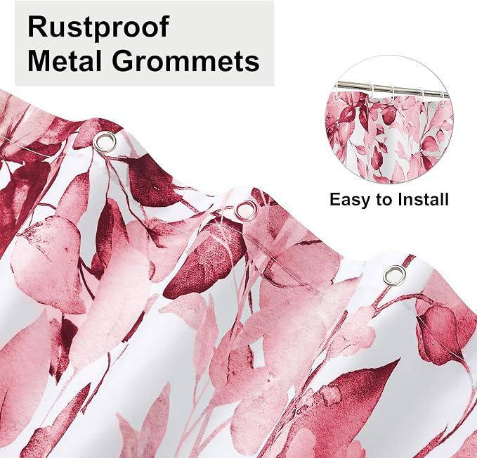 Colorful Star Pink Eucalyptus Waterproof Shower Curtain Set - Image 5