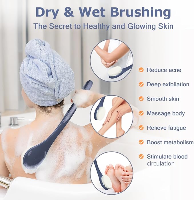 Body Back Scrubber – 17'' Long Handle Shower Brush, Durable Exfoliator - Image 6