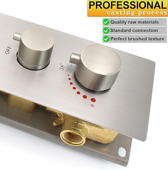 HOMEDEC 5-Function Brass Thermostatic Shower Valve Kit Can Run at Same Time - Image 6
