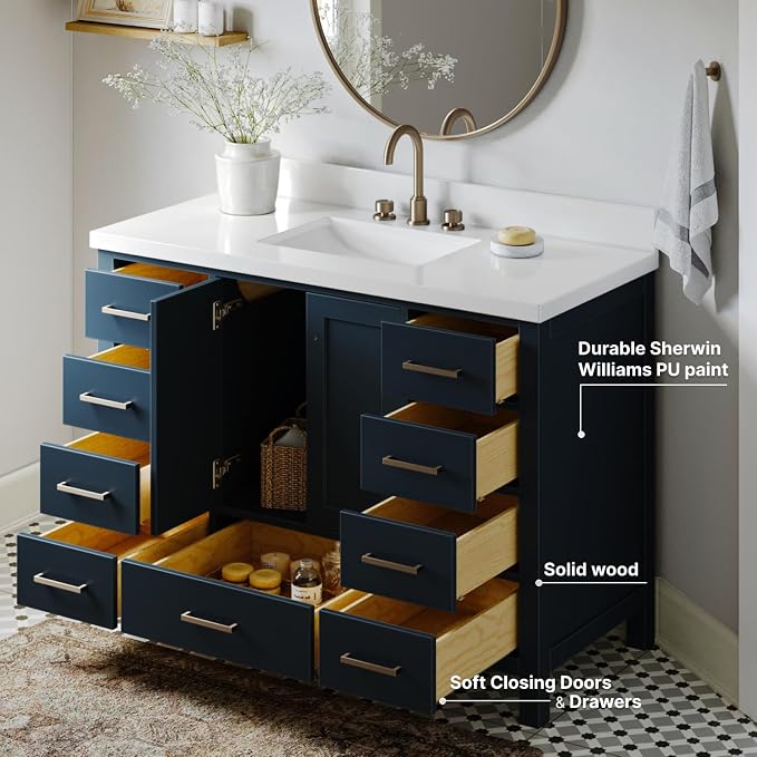 ARIEL 49 inch Midnight Blue Single Bathroom Vanity - Image 4