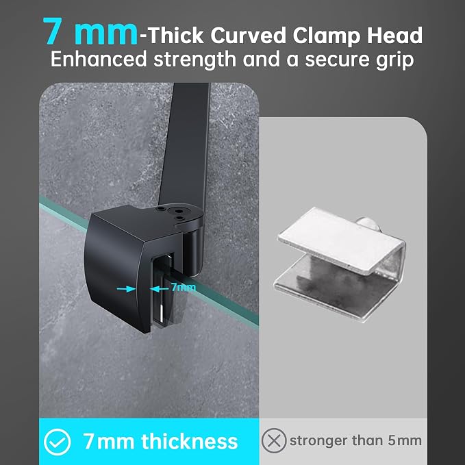 Frameless Shower Door Support Bar, Stainless Steel Wall-to-Glass Support Arm to - Image 6