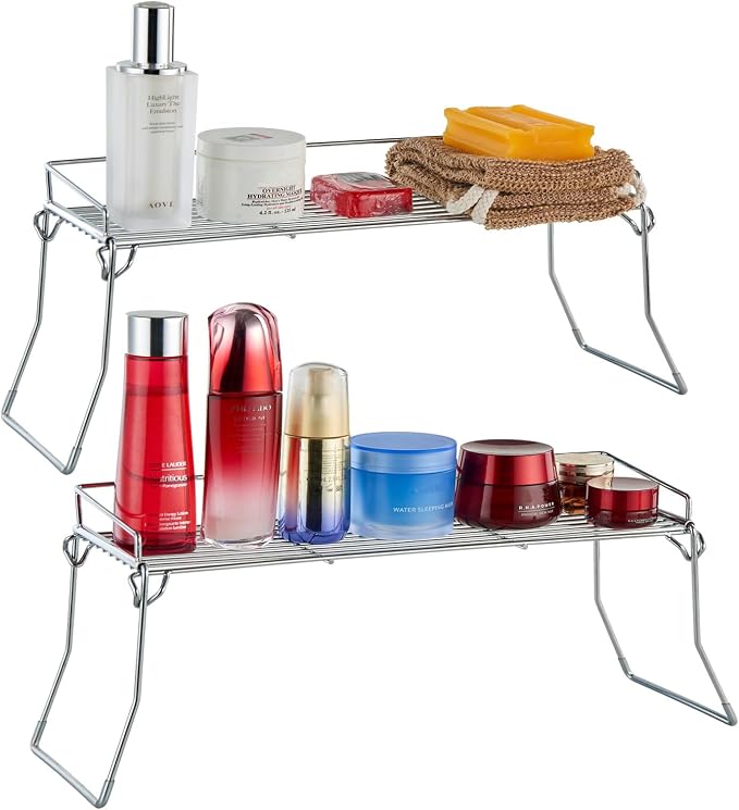 Metal The Sink Vanity Organizer 2 Pack, Bathroom or Kitchen Sink Organizer by JUNCHUCHERRY