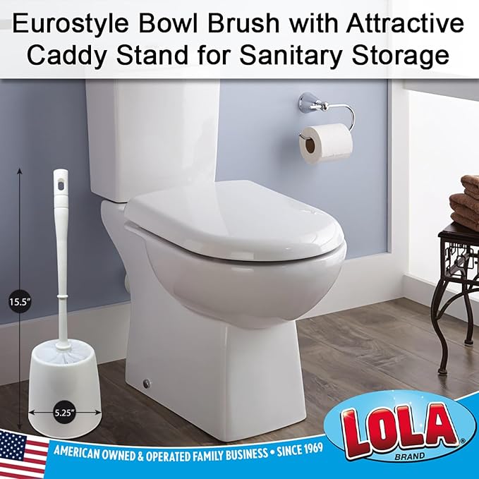 Toilet Brush and Holder Set, by LOLA, 6 Pack, Classic Version, Durable Bristles - Image 4