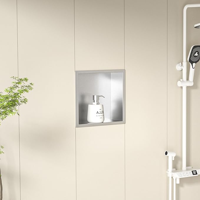 Stainless Steel Shower Niche 12" X 12" Brushed No Tile Needed Niche Shower - Image 5