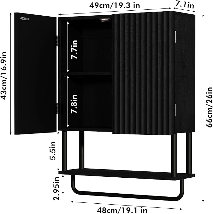 RUSTOWN Fluted Bathroom Wall Cabinet - Image 3