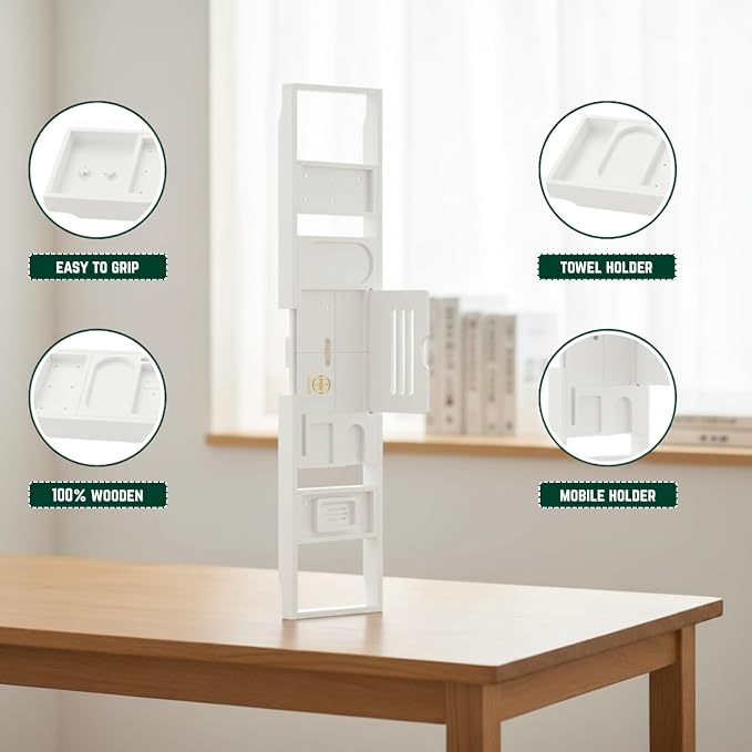 Bamboo Bathtub Caddy Tray Expandable & Foldable Bath Shelf - Image 6