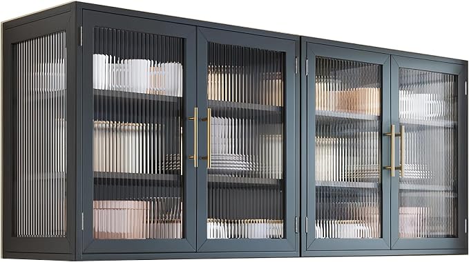Kitchen Wall Cabinet Set, Glass Doors, Floating by NEWOWNDS