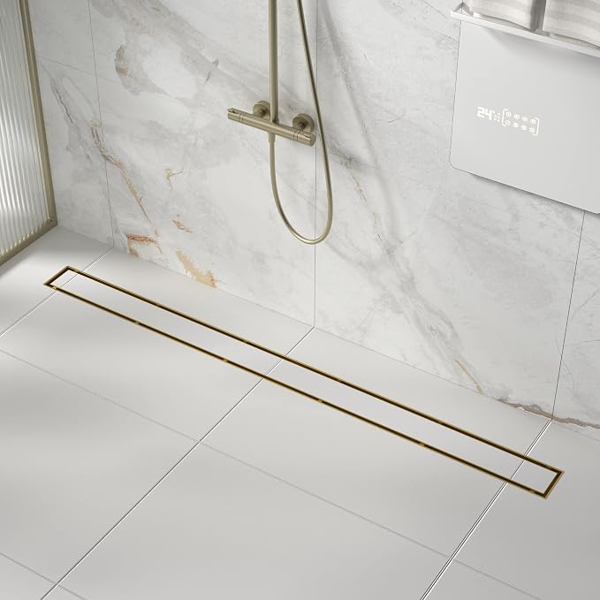 Linear Shower Drain 42", Brushed Floor Drain by Bernkot