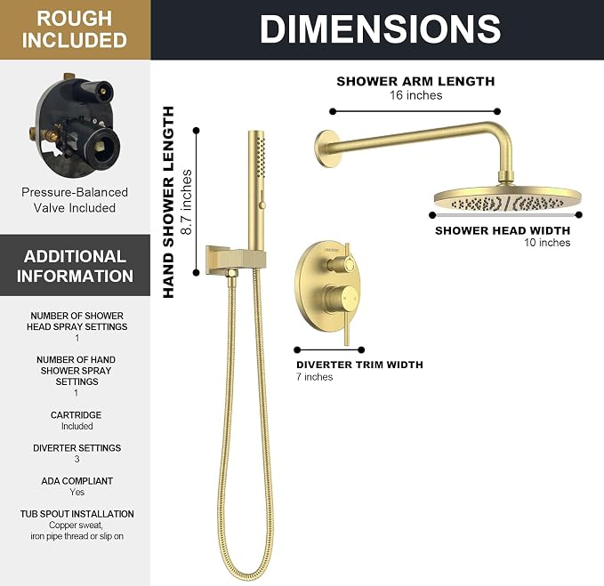 Lava Odoro Modern 2-Setting Round Rain Shower System, Shower Valve Trim Kit - Image 7